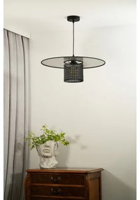 Lustră pe cablu TOKYO Duolla RATTAN 1xE27/15W/230V d. 50 cm negru/argintiu