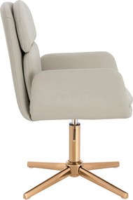 HR480CROSS Scaun Ecru Piele Ecologica Premium Soft cu Bază Aurie