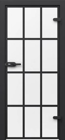 Usa cu toc reglabil Porta Glass - sticla clara Mata cu profile vopsite, Accesorii Negre, 95-140 mm, 800 / 900 x 2020 / 2060