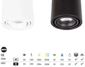 Spot LED aplicat Fix D-7cm alb