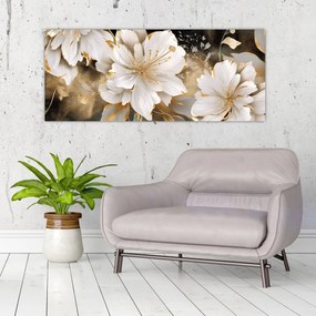 Tablou - Flori în aur (120x50 cm)