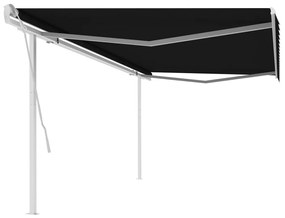 Copertina retractabila manual, cu stalpi, antracit, 5x3,5 m
