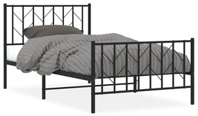 374450 vidaXL Cadru pat metalic cu tăblii de cap/picioare, negru, 100x200 cm