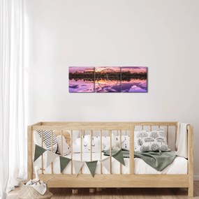 Tablou cu cerul violet (cu ceas) (90x30 cm)