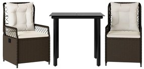 3262978 vidaXL Set mobilier de grădină cu perne, 3 piese, maro, poliratan