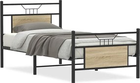 vidaXL Cadru pat fără saltea, stejar sonoma 75x190 cm lemn prelucrat