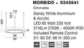 Pendul LED dimabil design modern MORBIDO alb 80cm