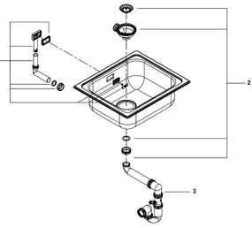 GROHE 31719SD0 - chiuvetă de bucătărie K200 533 × 457 mm, inox