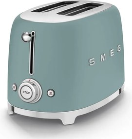 Prajitor de paine SMEG 50's Style TSF01EGMEU, 950 W, 2 felii, 6 trepte, Tava pentru firimituri, Cablu integrat, Otel inoxidabil, Verde smarald