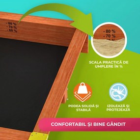 Groapa cu nisip cu verandă SUNNY, 130x130x143cm, maro/portocalie Jurhan