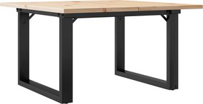 vidaXL Masă de cafea, cadru O, 60x60x40 cm, lemn masiv pin și Oţel