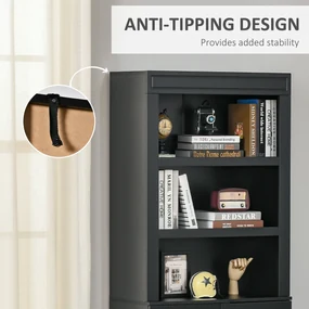 HOMCOM Bufet Bucătărie Lemn cu Spațiu Depozitare, Etajere Ajustabile, Dulap 2 Uși, Design Modern, Negru | Aosom Romania