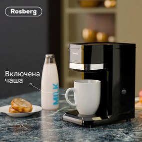 Cafetiera Rosberg R51170D, 350W, 150 ml, Cana, Oprire automata, Negru