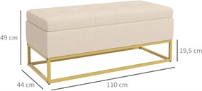 BAC4 - Bancuta 110 cm, divan, bancheta, banca living, dormitor, hol, lada depozitare - Crem