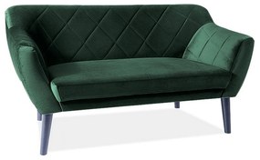 Canapea, KARO 2, stofa catifelata verde/wenge, 140x75x76 cm