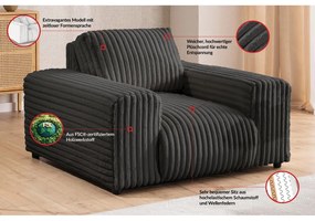 Fotoliu gri închis cu tapițerie din catifea reiată Justin – Ropez