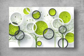 Tapet Premium Canvas - Cercuri colorate si pomi abstract 3d