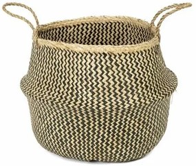 Coș de depozitare Compactor tricotat din iarbă demare Belly, 45 x 36 cm, negru, L