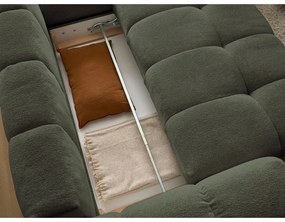 Colțar verde extensibil/cu spațiu de depozitare cu tapițerie din chenille (cu colț pe partea dreaptă/în formă de ”L”) Everest – Bobochic Paris