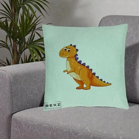 Perna Decorativa T-Rex Portocaliu, 40x40 cm, Verde Menta, Husa Detasabila, Perna Inclusa, BEKZ®