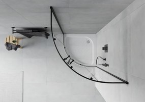 Mexen Rio cabină de duș semicirculară 80 x 80 cm, transparentă, neagră + cadă de duș, albă - 863-080-080-70-00-4710