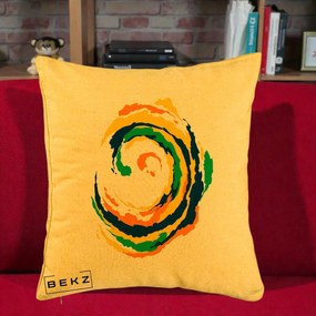 Perna Decorativa Vortex Abstract Colorat, 40x40 cm, Galben, Husa Detasabila, Perna Inclusa, BEKZ®