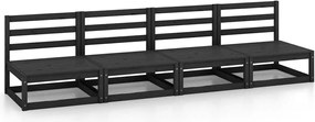 vidaXL Set mobilier de grădină cu 4 locuri, negru, lemn masiv de pin