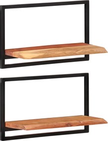 vidaXL Rafturi de perete 2 buc. 60x25x35 cm lemn masiv acacia/oțel