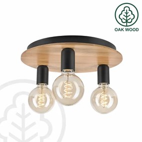 Plafonieră DUSTY 3xE27/15W/230V d. 34 cm stejar/negru