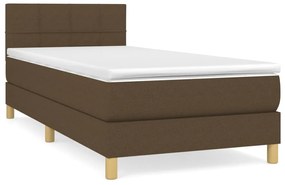 3140572 vidaXL Pat box spring cu saltea, maro închis, 80x200 cm, textil