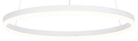 Lampă pendant de design albă 60 cm cu LED inclus, cu dimmer în 3 trepte - Anello