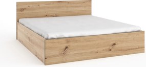 Pat dublu cu rama pentru saltea, 164x80x204 cm, Pola, ADRK Furniture (Culoare: Natural)