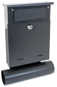 Cutie postala, cu loc pentru ziar, grafit, format B6, 23x6.5x33.5 cm, Damech