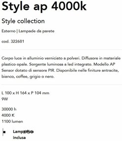 Aplica LED iluminat exterior modern IP54 Style ap 4000k cafeniu
