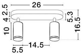 Plafoniera cu 2 Spoturi directionabile protectie IP44, MAO, NVL-9011417