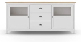 Comodă albă joasă din lemn de pin 180x80 cm Misti – Marckeric