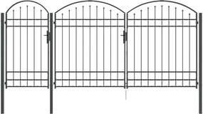 vidaXL Poartă pentru Gard cu Vârf Arcuit Gri 400 x 125 cm Oțel