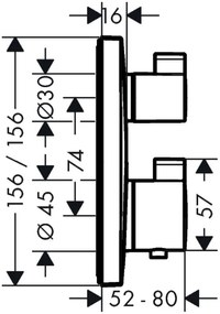 Baterie cada dus cu termostat, Hansgrohe, Ecostat square, Negru mat