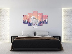 Tablou - Unicorn în pădurea fermecată (150x105 cm)