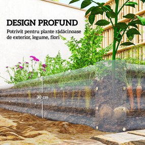 Outsunny Pat de Grădină Înălțat din Oțel Galvanizat, 240 x 120 x 30 cm, Jardinieră Înălțată pentru Exterior cu Fund Deschis pentru Legume, Flori, Plante Aromatice, Argintiu | Aosom Romania