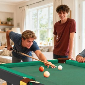 SPORTNOW Masă de Biliard Reglabilă pe Înălțime cu Accesorii, Masă din MDF și Oțel Carom, 140x60x55-75 cm, Verde | Aosom Romania
