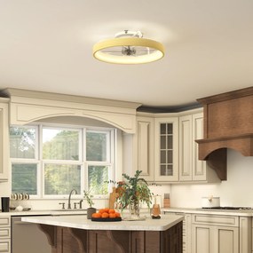 HOMCOM Ventilator de tavan cu lumină LED plafonier ventilator Ø49cm 7 pale 6 viteze luminozitate reglabilă mod vară-iarnă | Aosom Romania