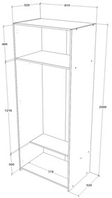 Dulap Malmo, 2 Usi, Stejar Alb/Antracit, 81 x 52 x 200 cm
