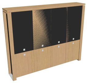 Dulap înalt Verno+ S 260 x 46 x 210 cm, uși combinate, stejar deschis / negru