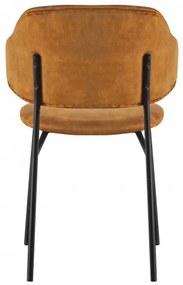 Neînvins Scaun de design Tracy catifea galben mustar cu cadru negru