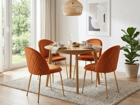 Scaun de dining INCA VELVET cu picioare aurii, teracota