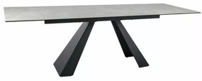 Masa Bucatarie Si Dining SALVADORE Extensibila Sticla Securizata+Ceramica Crem Mat Diamond/Negru 160(240)x90 cm