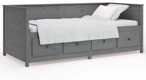 820898 vidaXL Pat de zi, gri, 100x200 cm, lemn masiv de pin