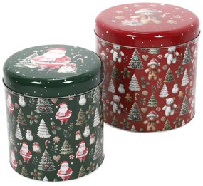 Set de recipiente metalice pentru sărbători, în dimensiuni diferite, 2 buc., roșu