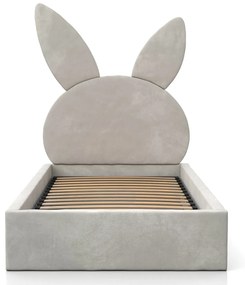 Pat pentru copii tapitat 90x200 cu cadru, gri Velvet Kids Line 2 Rabbit
